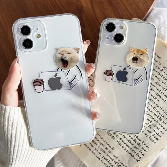 Funny Cartoon Working Cats and Dogs Clear Compatible avec l'étui pour iPhone