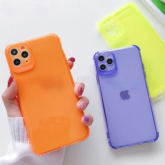 Funda blanda para iPhone a prueba de golpes fluorescente color caramelo