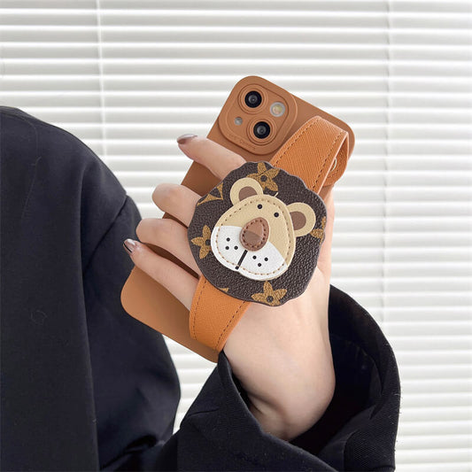 PU Leather Cute Tiger Wristband iPhone Case