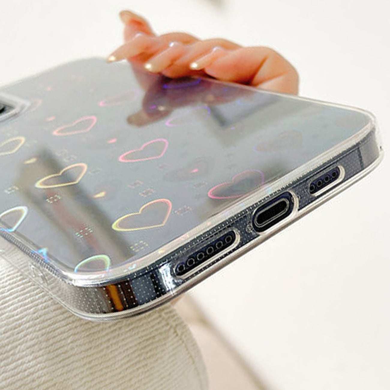 Étui pour iPhone en forme de cœur d'amour scintillant au laser Étui souple antichoc en TPU souple
