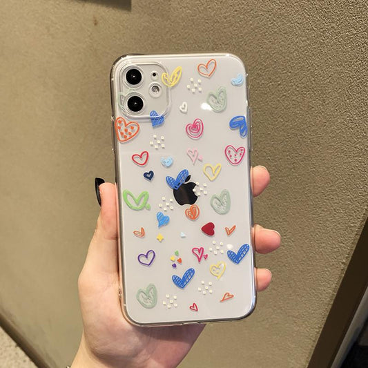 Vinilo o funda para iPhone Cute Love Heart Clear Anti-fall Soft