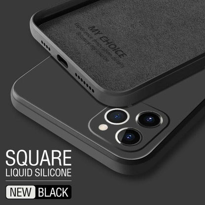 Coque pour iPhone souple en silicone à bords carrés couleur bonbon