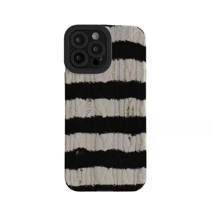 Motif à rayures noires et blanches compatible avec la coque iPhone