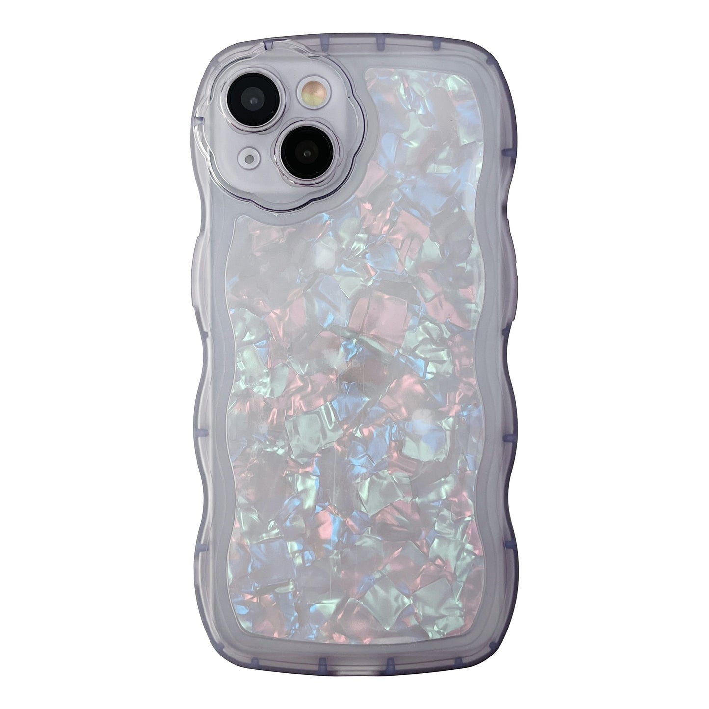 Glitter Shell Pattern Bling Sparkling Curly Wave Frame Compatible con iPhone Case