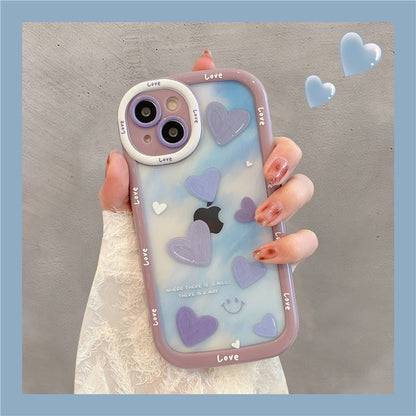Cute Love Heart Smile Face Camera Protection Clear Compatible avec la coque iPhone