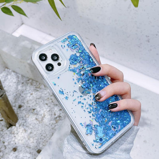 Blue Glitter Sequins Quicksand Silicone iPhone Case Cover