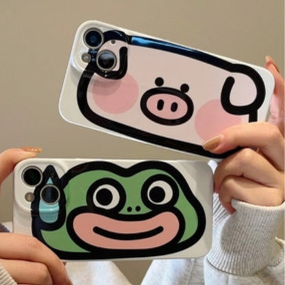 Vinilo o funda para iPhone Cute Animals Red-Faced Pig Funny Frog Compatible con iPhone