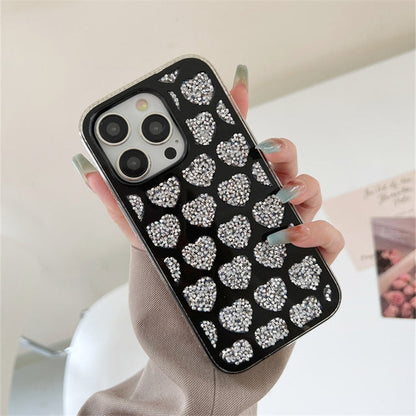 Love Heart Diamonds Antichoc Silicone Compatible avec Coque iPhone