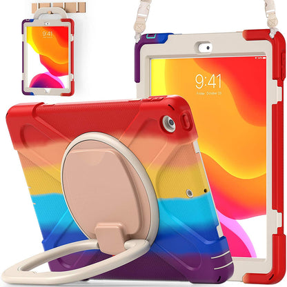 Colorful iPad Case with Rotating Stand Pencil Holder iPad Case Shoulder Strap