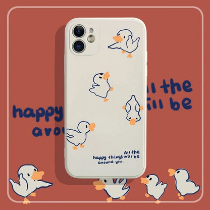 Couple Cute Cartoon Cat Duck iPhone Case