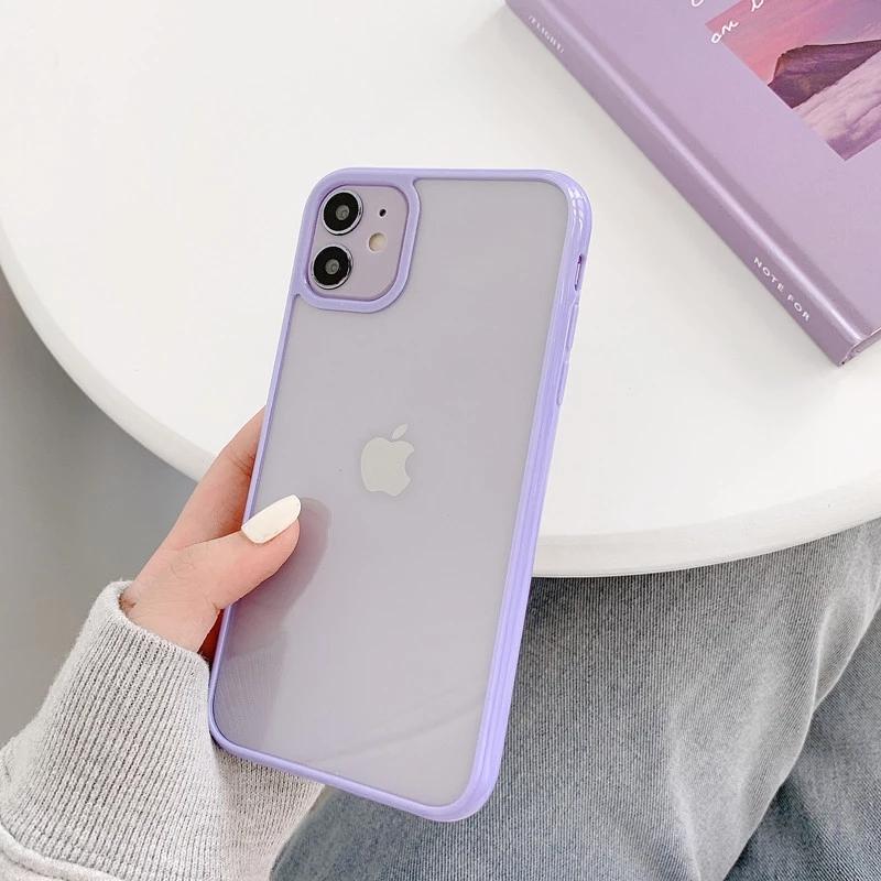 Solid Colorful Side Frame Clear Shockproof Soft iPhone Case