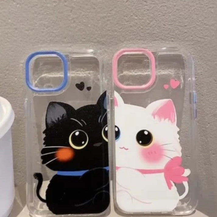Dessin animé mignon animal chat transparent compatible avec l'étui pour iPhone