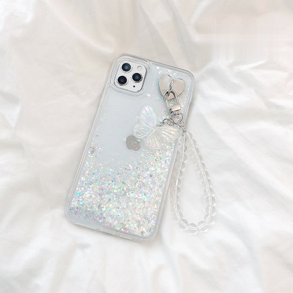 Shiny Butterfly Liquid Quicksand Soft iPhone Case