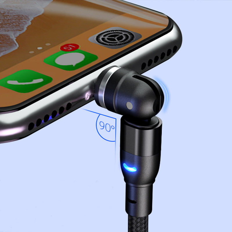 Câble de charge magnétique rond 3 en 1 à 540 degrés pour Apple Android