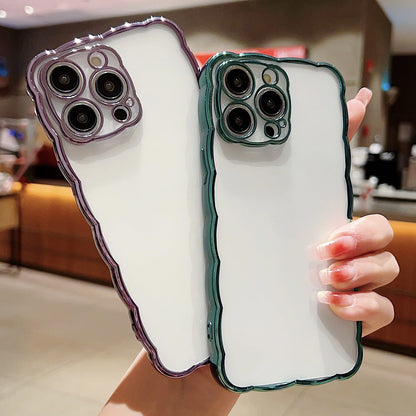 Electroplate Curly Wave Frame Compatible with iPhone Case