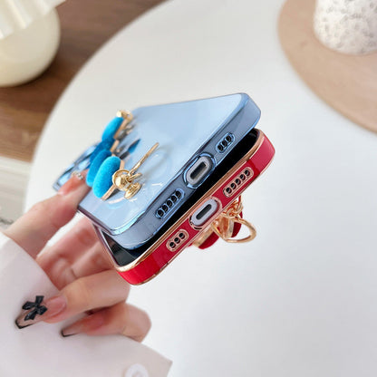 Joli bracelet de chaîne de dragonne de coeur d'amour de placage compatible avec le cas d'iPhone