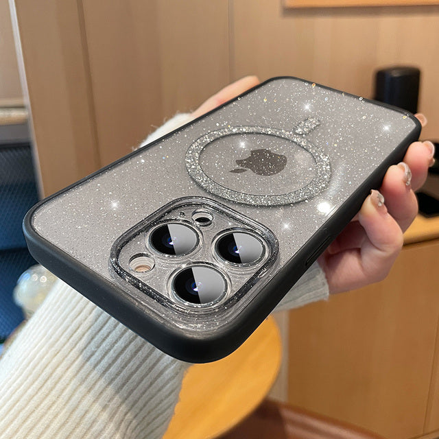 Glitter Clear Bling para carga inalámbrica magnética Magsafe Compatible con iPhone Case