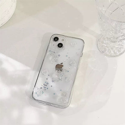 Paillettes d'ours en cristal 3D compatibles avec la coque iPhone