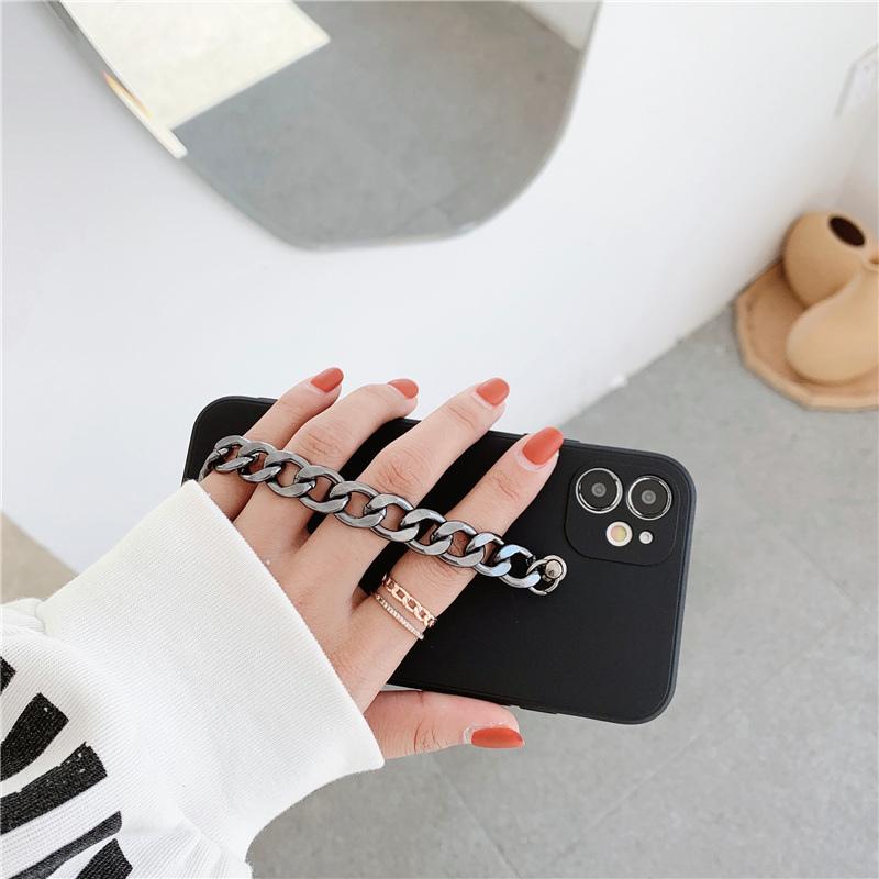 Bracelet à chaîne en métal noir à la mode Coque souple pour iPhone