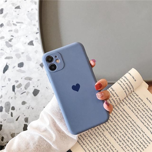Candy Color Love Heart Lens Protector Silicone iPhone Case