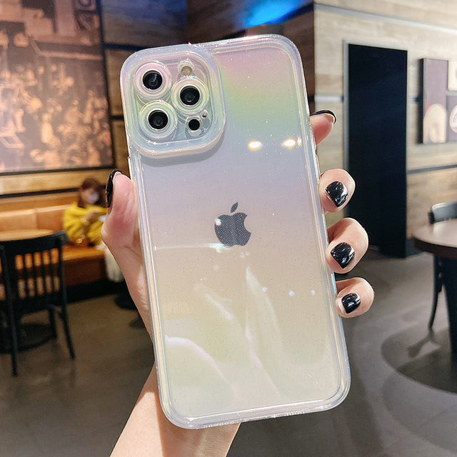 Glitter Gradient Rainbow Laser Compatible con iPhone Case