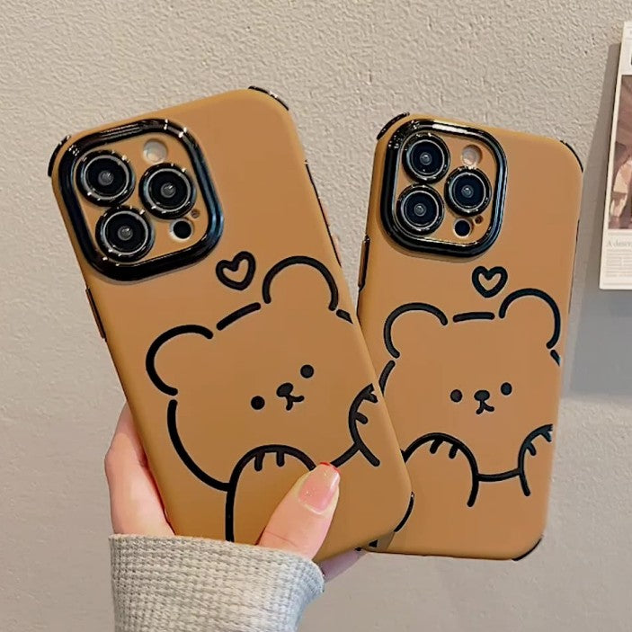 Lindo oso amor corazón silicona compatible con iPhone Case