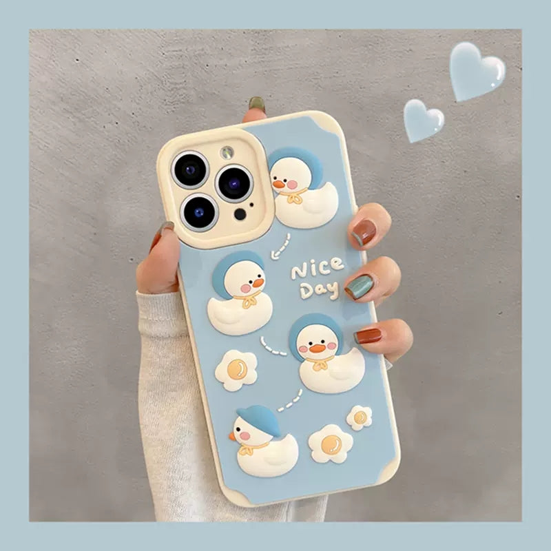 Cute 3D Cartoon Duck Compatible with iPhone Case