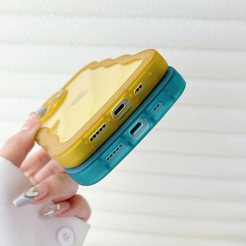 Cute Love Heart Camera Forma de onda rizada Clear Soft Compatible con iPhone Case