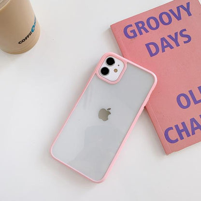Solid Colorful Side Frame Clear Shockproof Soft iPhone Case