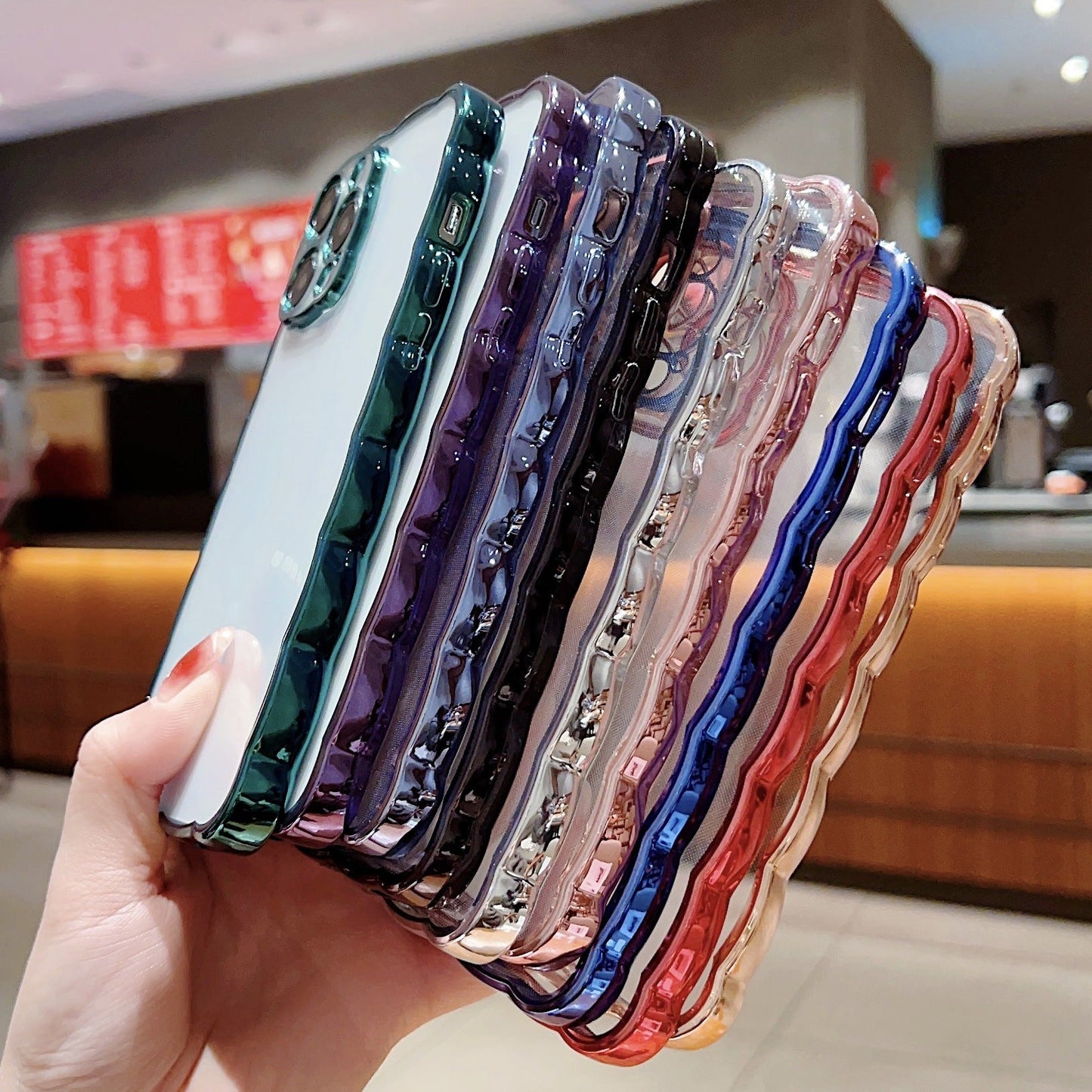 Electroplate Curly Wave Frame Compatible with iPhone Case