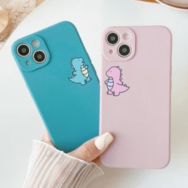 Matching Couples Cartoon Cute Dinosaur Matte iPhone Case