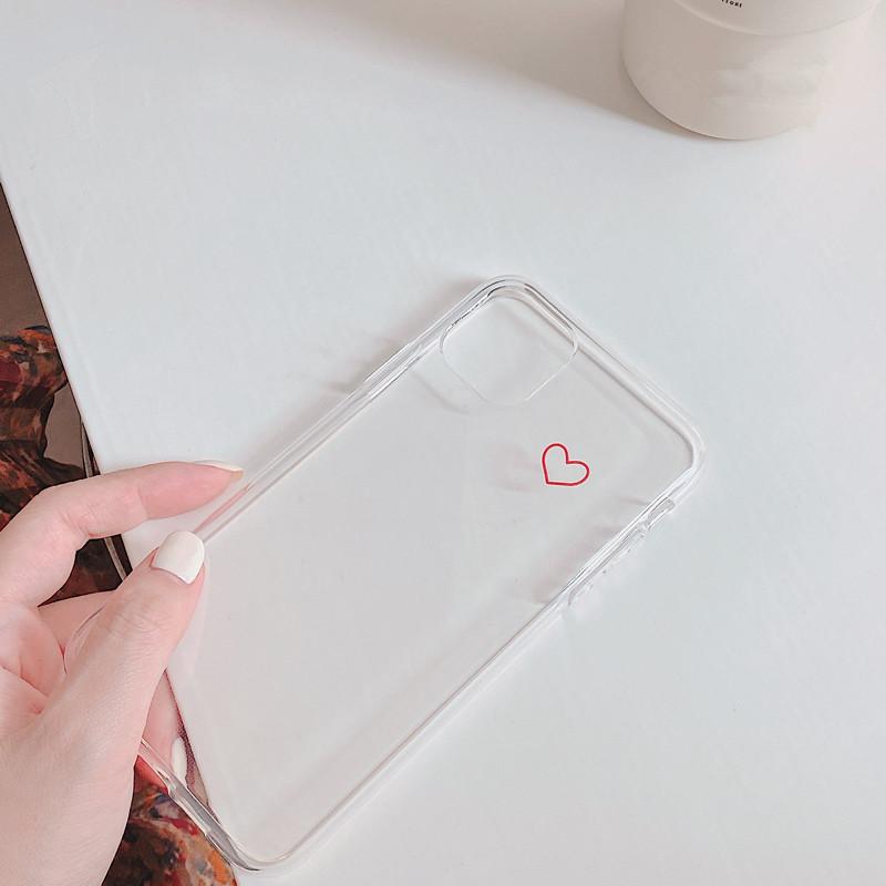 Simple Hollow Love Heart Transparent Soft iPhone Case