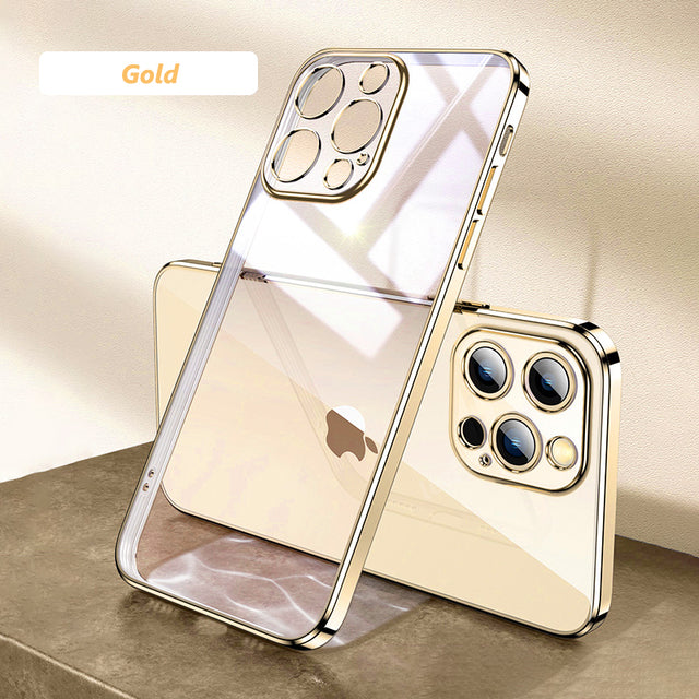 Luxury Square Plating Clear Soft TPU Transparent Compatible with iPhone Case