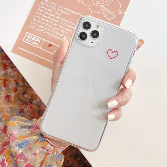 Simple Hollow Love Heart Transparent Soft iPhone Case