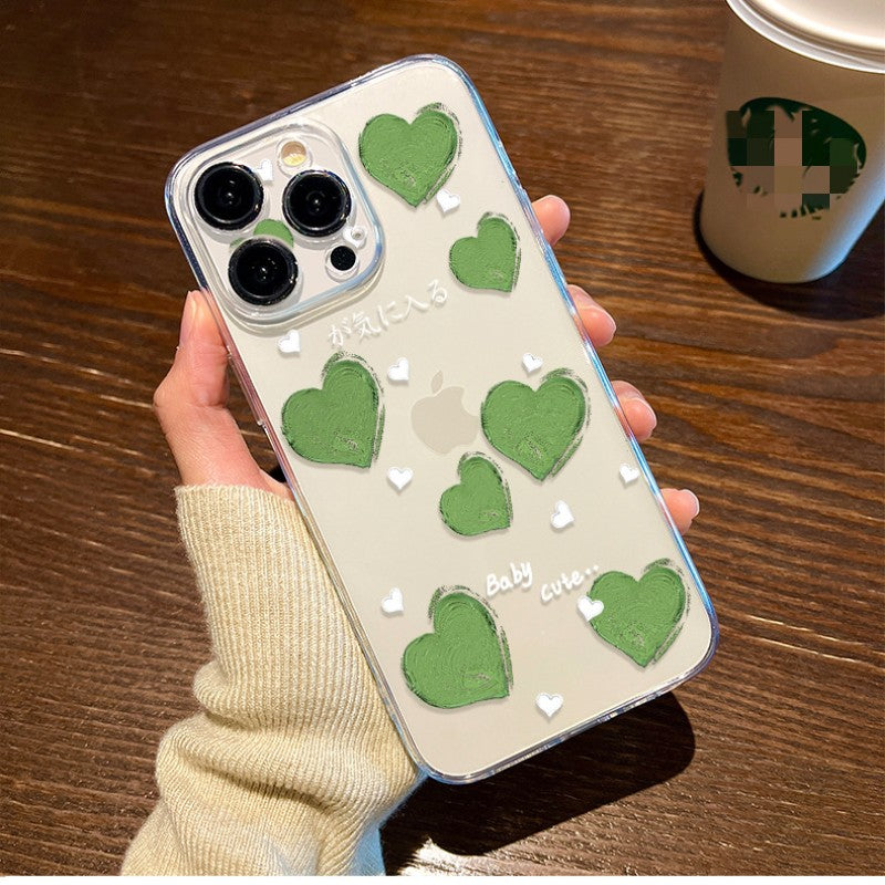 Pintura al Óleo Amor Corazón Silicona Transparente Compatible con iPhone Case