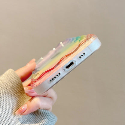 Rainbow Color Wave Frame Clear Soft Compatible con iPhone Case