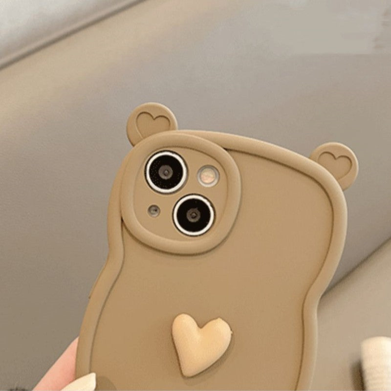 Love Heart Bear Ear Antichoc Doux Compatible avec Coque iPhone