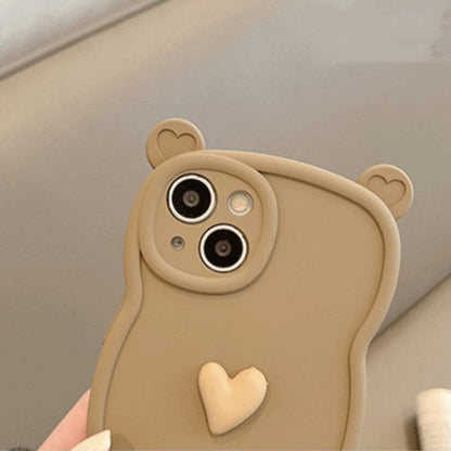 Love Heart Bear Ear a prueba de golpes suave compatible con iPhone Case