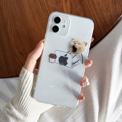 Funny Cartoon Working Cats and Dogs Clear Compatible with iPhone Case