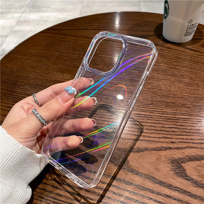 Aurora Laser Transparente Luxury Soft Clear Compatible con iPhone Case