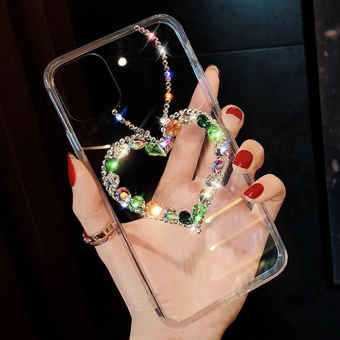 Glitter Diamond Love Heart Transparent iPhone Case
