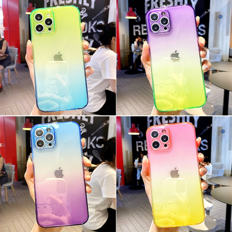 Rainbow Gradient Transparent Soft Thin Clear iPhone Case