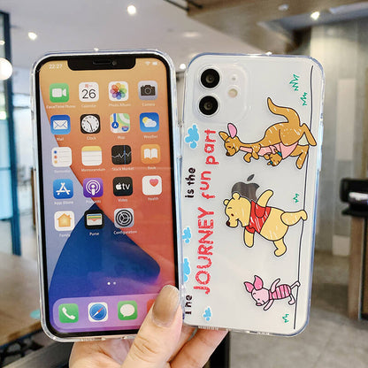 Cute Cartoon Bear Pig Cat Pooh Friend Couple iPhone Case