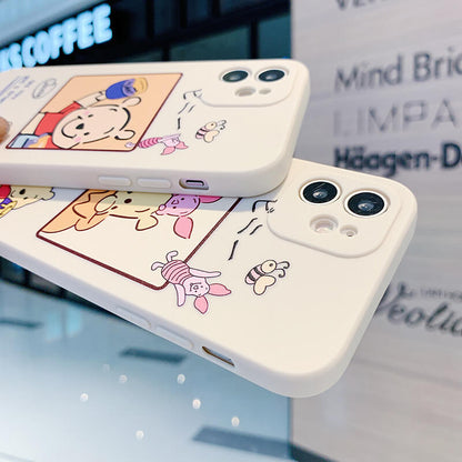 Cute Cartoon Bear Pig Pooh Friend Couple iPhone Case