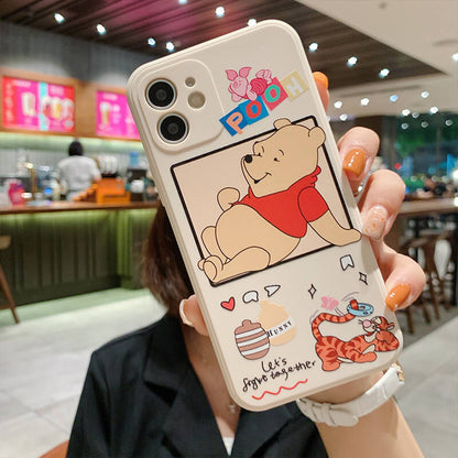 Cute Cartoon Bear Pig Pooh Couple iPhone Case