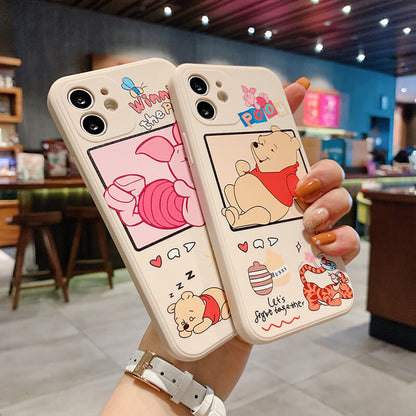 Cute Cartoon Bear Pig Pooh Couple iPhone Case
