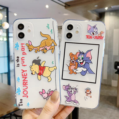 Cute Cartoon Bear Pig Cat Pooh Friend Couple iPhone Case