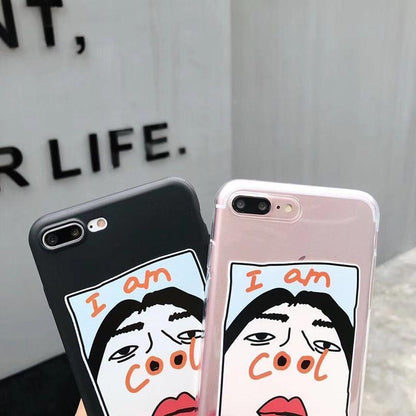 Funny Cartoon I AM COOL Couples iPhone Case