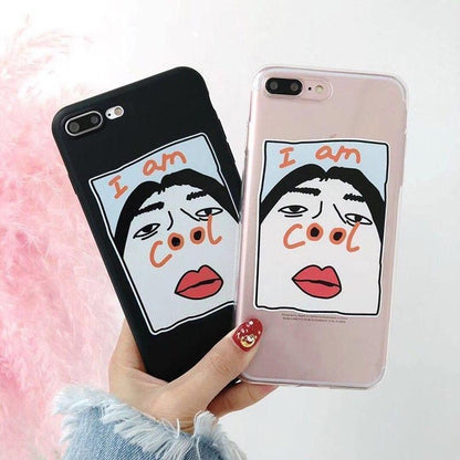 Funny Cartoon I AM COOL Couples iPhone Case