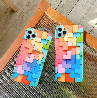 Colorful Building Blocks Pattern Soft iPhone Case
